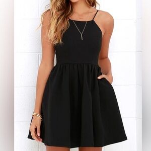 Elegant Black spaghetti strap mini dress